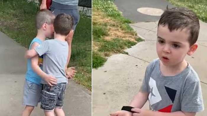 Kisah Pertemuan Dua Bocah Kawan Akrab, Setelah Dua Bulan tak Jumpa karena Lockdown Covid-19