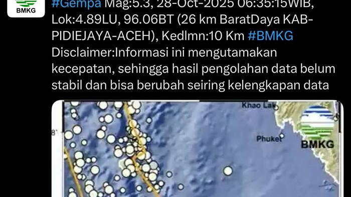 Gempa Magnitudo 5,3 SR di Pidie Jaya, Dirasakan Warga Pidie, Belum Ada Laporan Kerusakan