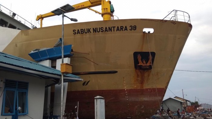 Gempa dan Tsunami Palu, KM Sabuk Nusantara 39 Terhempas ke Atas Pelabuhan Pantoloan