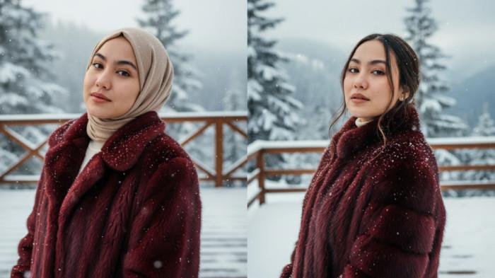 prompt gemini Potret Close-Up musim dingin Sinematik