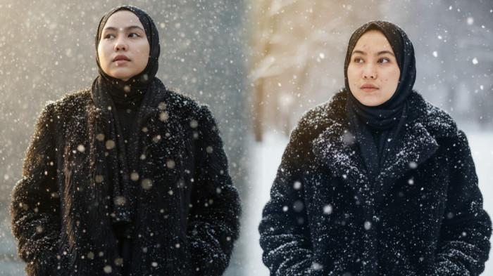 prompt gemini Potret Misterius di Tengah Salju