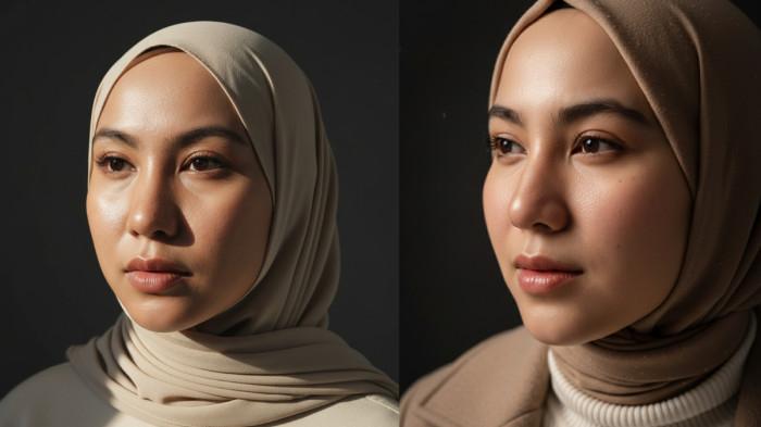prompt gemini Sorotan Keindahan Wajah Alami untuk model berhijab