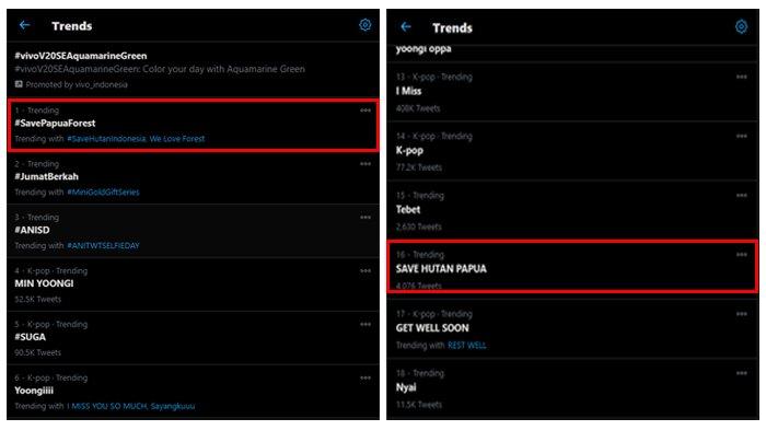 Warganet Pilu, #SaveHutanPapua dan #SaveHutanIndonesia Puncaki Trending Topik Twitter, Ini Sebabnya