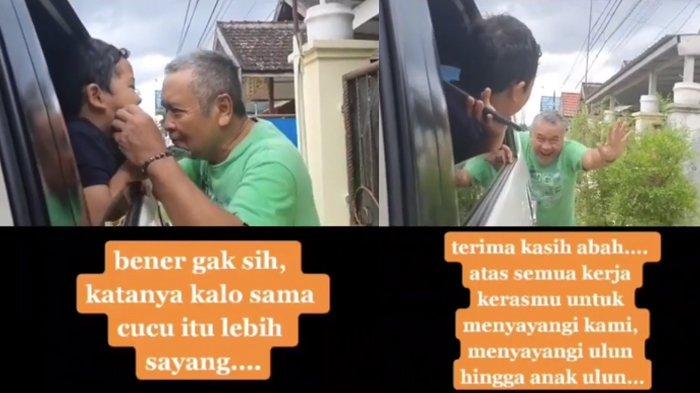 Viral Seorang Ayah Sangat Sayang Pada Cucunya, Pura-Pura Kejar Mobil dan Jatuh, Videonya Buat Haru