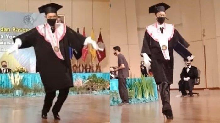 VIRAL Mahasiswa Bergaya Bak Model saat Wisuda, Aksi Kocak Berjalan Pakai Sepatu Hak Tinggi