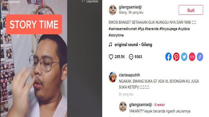 Postingan akun Tiktok @gilangsamiadji mengenai baju yang ia beli tidak sesuai harapan, Sabtu (9/5/2020). (Tiktok @gilangsamiadji)