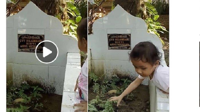 VIDEO VIRAL - Ketika Anak Polisi Memanggil Mamanya di Makam, Ayahnya Menitiskan Air Mata