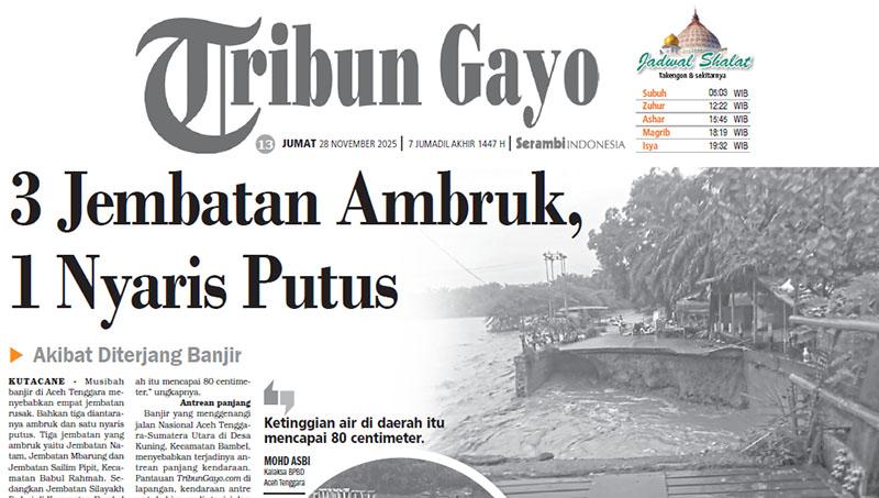 Diterjang Banjir, 3 Jembatan di Aceh Tenggara Ambruk dan 1 Nyaris Putus