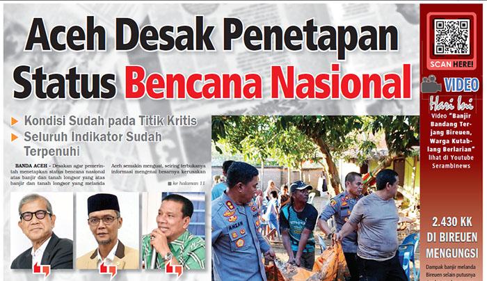Aceh Desak Penetapan Status Bencana Nasional