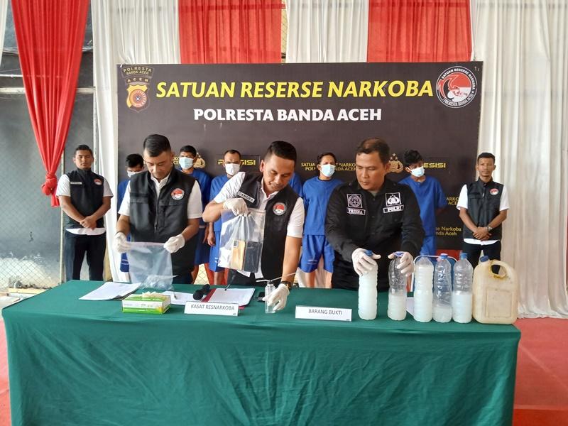 Berawal dari WA Curhat, Delapan Tersangka Narkotika Diamankan Polisi di Tiga TKP di Aceh Besar
