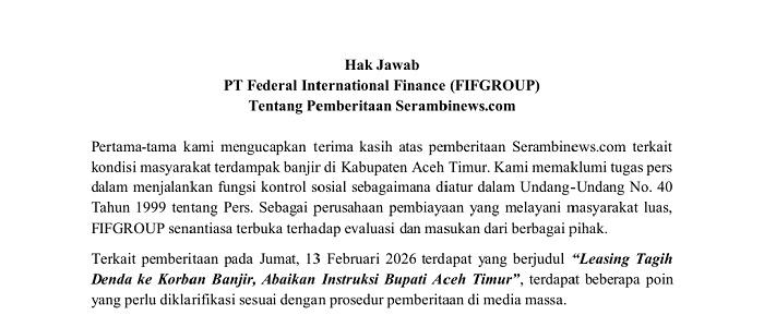 Heboh Tagih Denda ke Korban Banjir, FIFGROUP Aceh Timur Beri Klarifikasi, Klaim Patuhi Aturan OJK