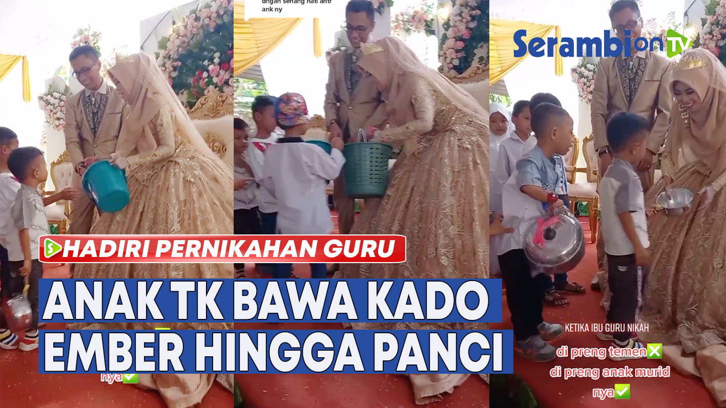 VIDEO - VIRAL Momen Anak-anak TK Kondangan ke Pernikahan Guru Mereka, Bawa Kado Ember hingga Panci