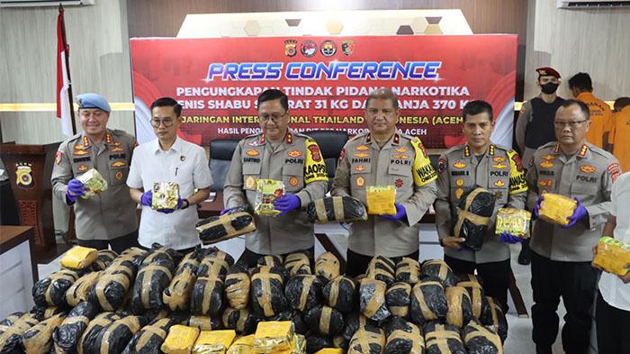 Polda Aceh Berhasil Ungkap Peredaran 31 Kg Sabu Jaringan Internasional