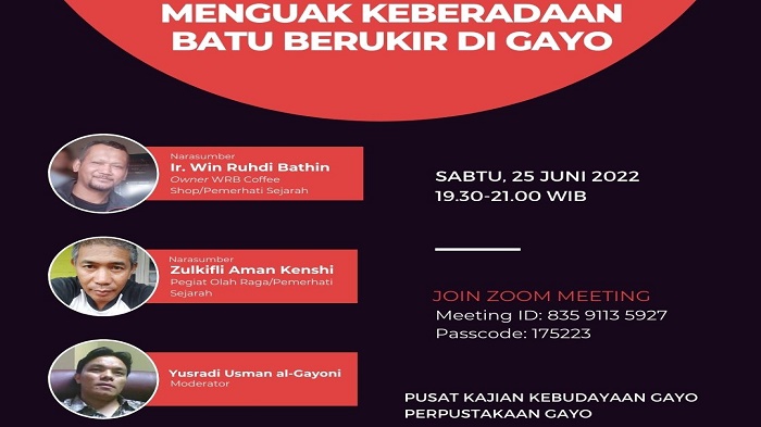 Ditemukan Batu Berukir di Gayo, Dibahas dalam Bincang Kajian Kebudayaan Gayo