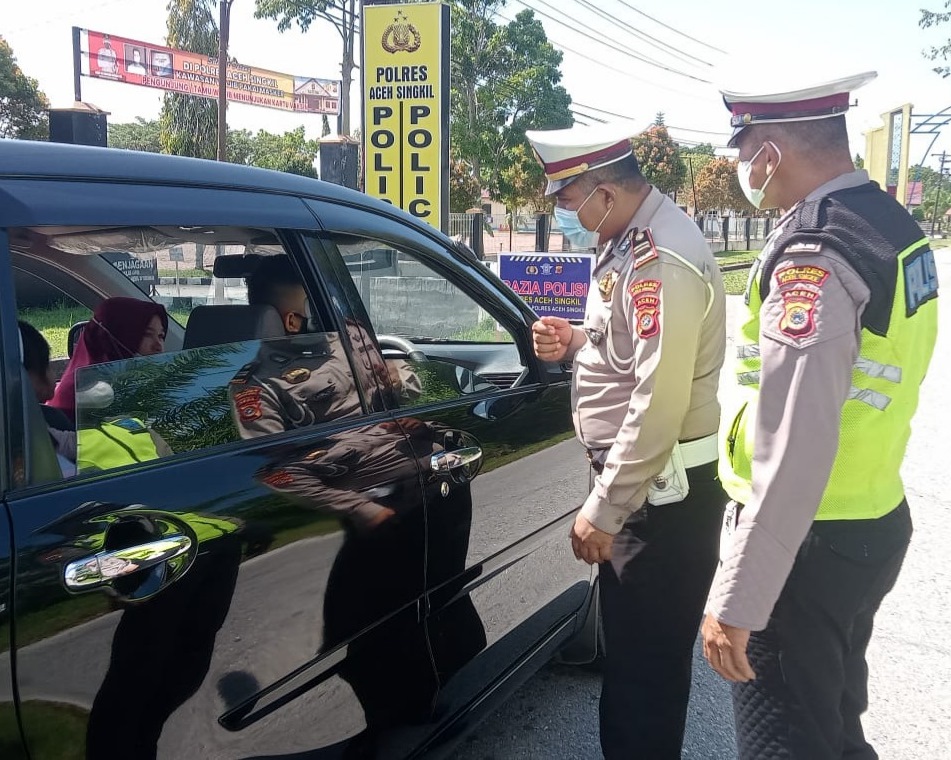 Satlantas Polres Aceh Singkil Razia Vaksin Pengendara