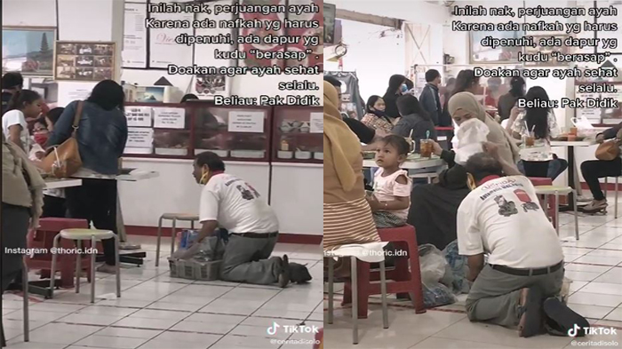 Demi Cari Nafkah, Seorang Ayah Rela Menggelesot di Lantai Untuk Jajakan Dagangan