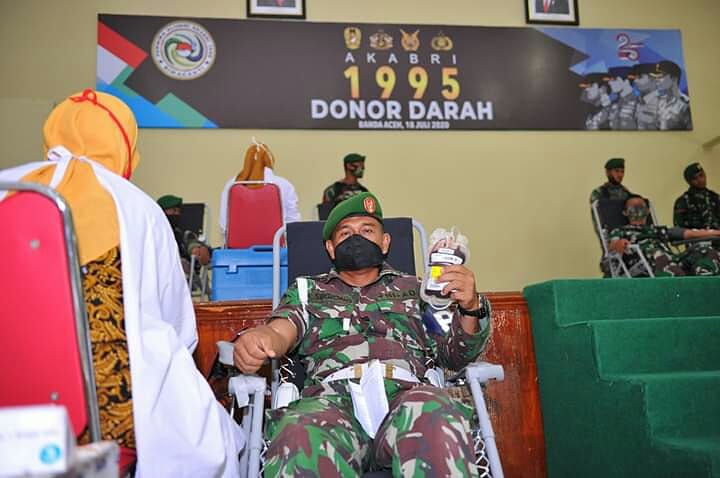 Peringati 25 Tahun Pengabdian Alumni Akabri 1995, Rindam IM Sumbang Darah Ratusan Kantong
