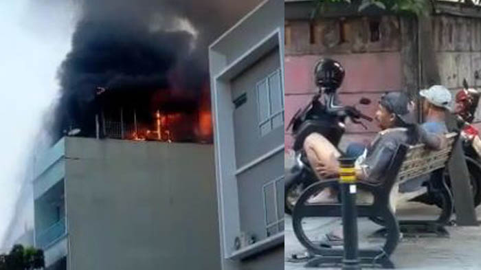 Viral Gedung Kebakaran, 2 Pria Ini Duduk Santai, Warganet Sebut Mereka Berasa Nonton Layar Tancap