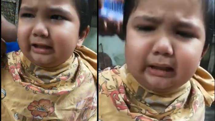 VIRAL Momen Anak Geram Karena Rambut Dipangkas, Mengerang Marah tapi Malah Gemes