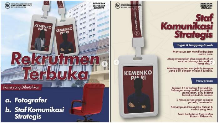 Kemenko PMRI Buka Loker: Dibutuhkan Staf Komunikasi Strategis, Pengalaman jadi Jurnalis Diutamakan