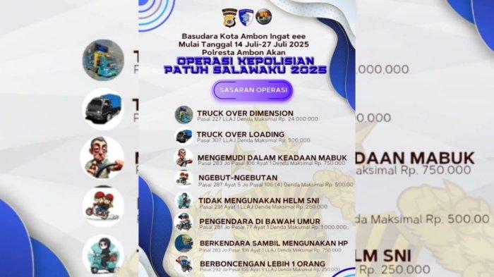 Besok, Satlantas Polresta Ambon Operasi Patuh Salawaku, Incar Berbagai Pelanggaran Lalu Lintas