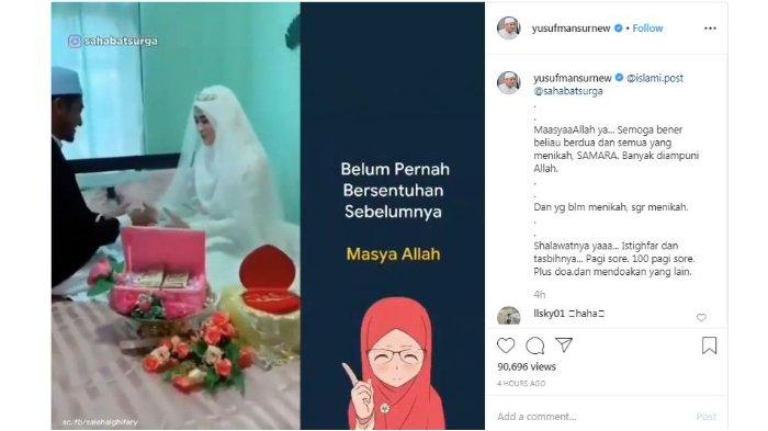 Viral Istri Malu-malu Cium Tangan Suami Selepas Ijab Kabul, Ustaz Yusuf Mansur Berkomentar