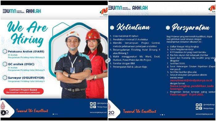PT Nindya Karya (Persero) Buka Lowongan Kerja untuk Lulusan S1 Arsitektur, Ini Syaratnya