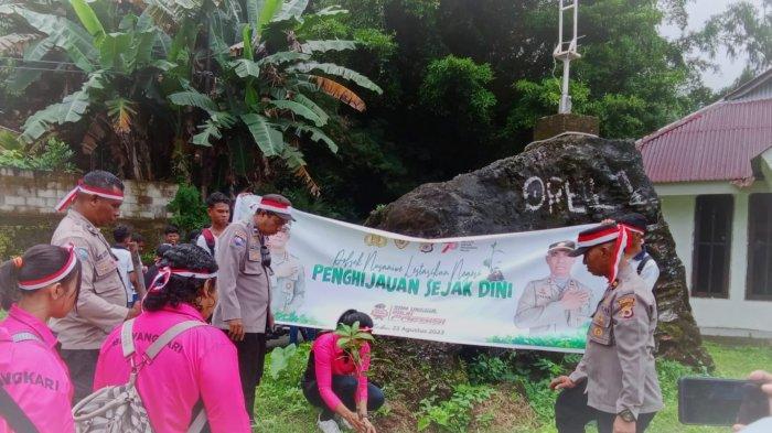 Polisi Lakukan Penghijauan di Negeri Amahusu, Tanam 250 Anakan Pohon