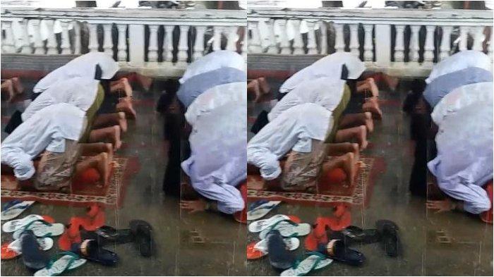 VIRAL Video Para Santri Tetap Lanjutkan Salat Jumat di Ruangan Terbuka Meski Hujan Turun Deras