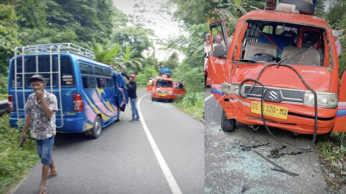 Angkot Adu Banteng di Tikungan Hunuth, Tiga Korban Dilarikan ke Rumah Sakit