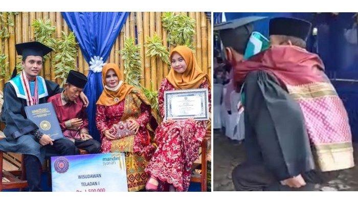 VIRAL Mahasiswa Gendong Ayah yang Stroke ke Acara Wisuda, Ternyata Lulusan Terbaik di Kampusnya