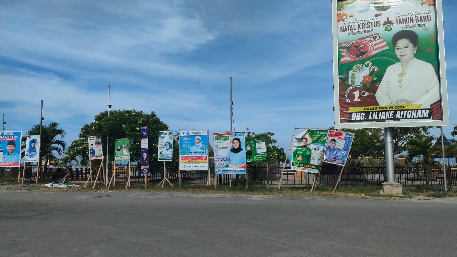 Hingga Masa Tenang 11 Februari, Sejumlah Baliho Caleg Masih Terpajang di Sudut Kota Masohi