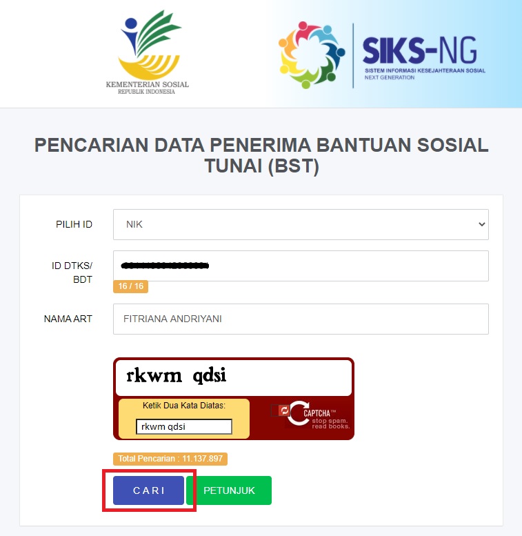 cek kepesertaan penerima BST Rp500 ribu

