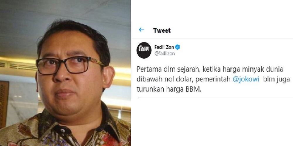 Fadli Zon Kritisi Kebijakan Pemerintahan Jokowi yang Belum Turunkan Harga BBM: Pertama Dalam Sejarah