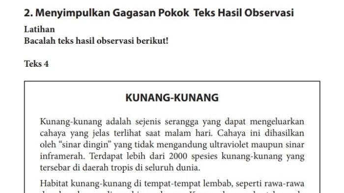 Kunci Jawaban Bahasa Indonesia Kelas 7 Halaman 135 136, Gagasan Pokok Teks Hasil Observasi