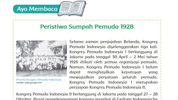 Kunci Jawaban Tema 7 Kelas 5 Halaman 49 50 52 53 54 55 56, Subtema 1 Pembelajaran 4: Sumpah Pemuda