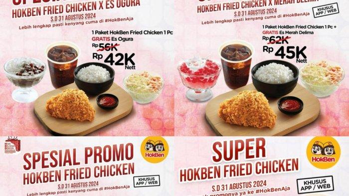 Promo HokBen 19 - 31 Agustus 2024, 2 Pcs HokBen Friend Chicken Alacarte Rp 42 Ribu, FREE Lemon Tea