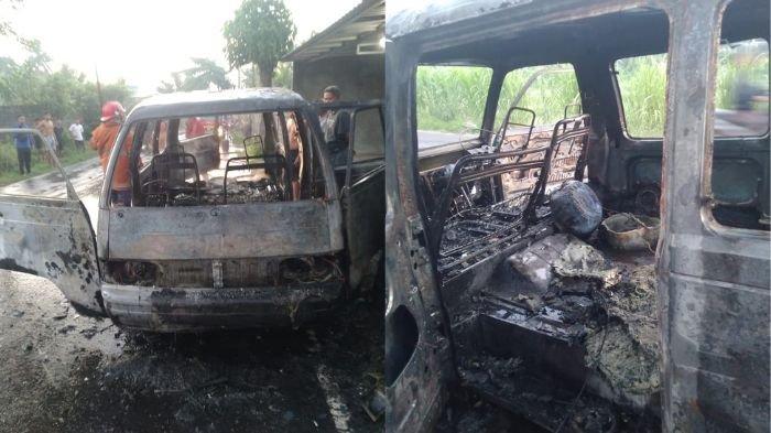 BREAKING NEWS! Mobil Carry Terbakar di Karangasem Bali, Sopir Alami Luka Bakar Serius