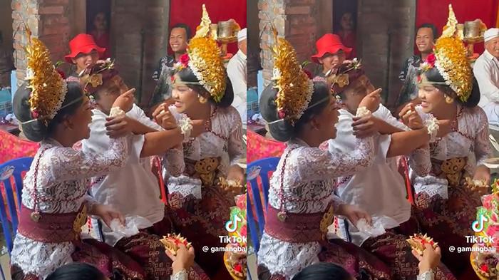 Viral - Potongan video suasana pernikahan seorang pria asal Desa Titab, Kecamatan Busungbiu, Buleleng. Pernikahan ini viral karena pria berinisial Komang NP itu menikahi dua wanita sekaligus.