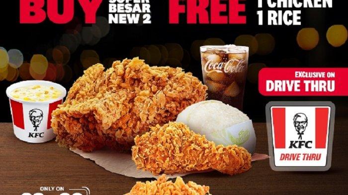 Promo KFC 30 September 2023 Beli Super Besar New 2, Gratis 1 Nasi + Ayam Rp48 Ribuan