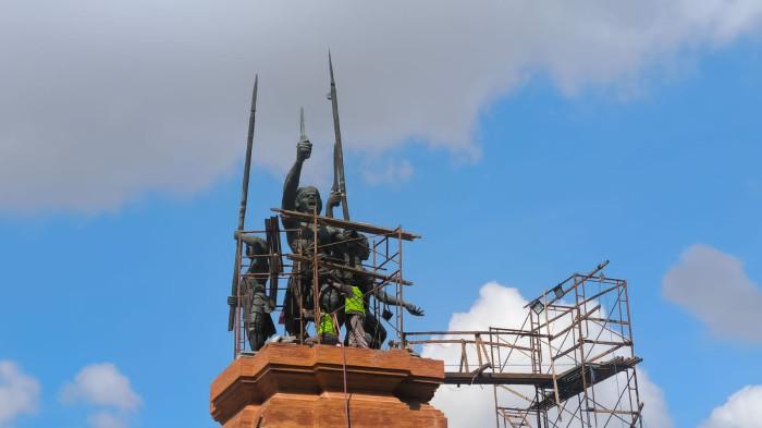 Ditarget Rampung 8 November, Patung Monumen Puputan Badung Denpasar Sudah Terpasang