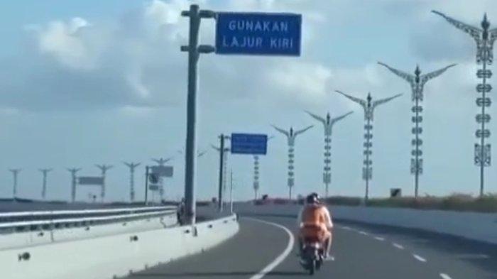SALAH JALUR! Bule Naik Motor Masuk Jalur Mobil di Tol Bali Mandara