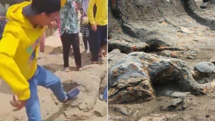 VIRAL Video Pria Injak Patung Batu Malin Kundang di Sumbar, Warganet Menunggu Permintaan Maaf