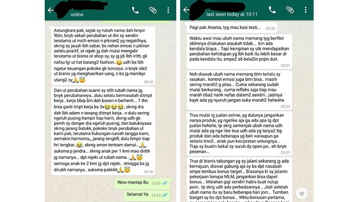 Ini Kesaksian yang Banyak Dialami dari Mengubah Nama Secara Niskala