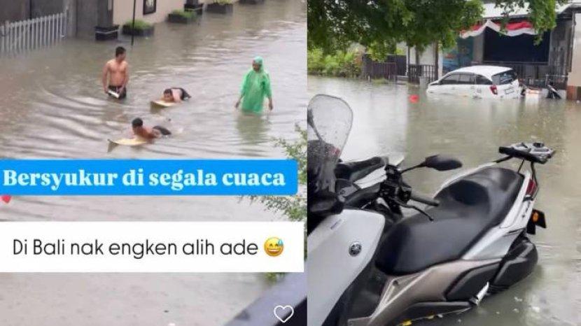 Banjir di Kuta, Viral Warga Main Papan Surfing, Warganet: Jakarta Pindah ke Bali