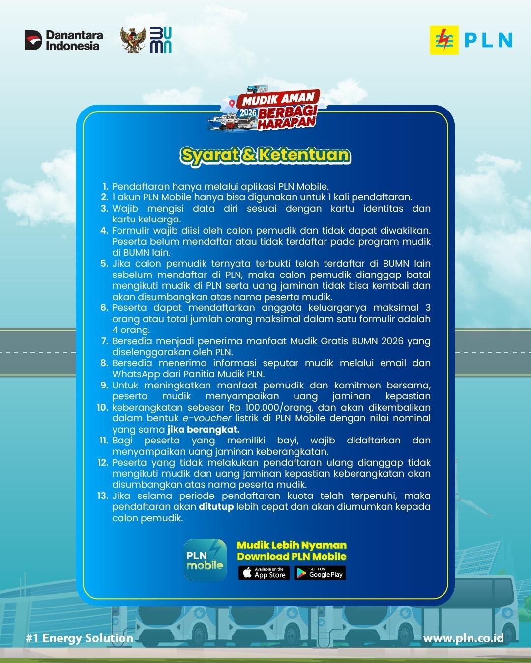 Ketentuan Mudik Aman Berbagi Harapan dapat diliat juga pada medsos resmi PLN