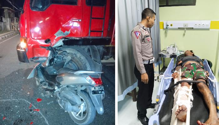 Kecelakaan Sepeda Motor Matik Masuk ke Bawah Truk di Jembrana Bali, Seorang Warga Luka-luka