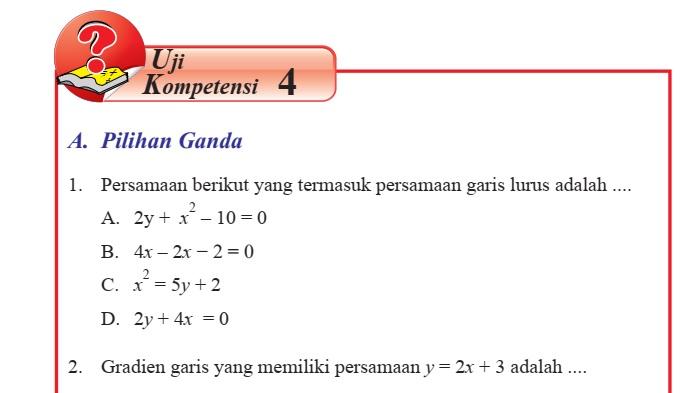 Kunci Jawaban Matematika Kelas 8 Semester 1 Halaman 181 182 183 184, Uji Kompetensi Bab 4