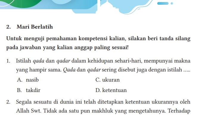 Jawaban Soal PAI Kelas 9 Semester 2 Halaman 190 191 192 193 Kurikulum Merdeka, Mari Berlatih Bab 7