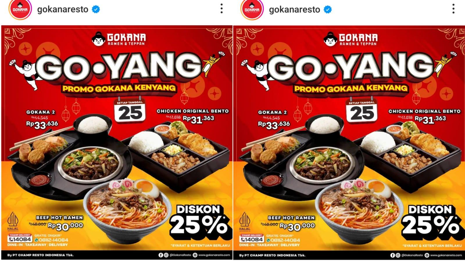 PASTI DISKON! Promo Gokana Hari Ini 25 Maret 2024, Bukber Dengan Chicken Original Bento Rp 31.363